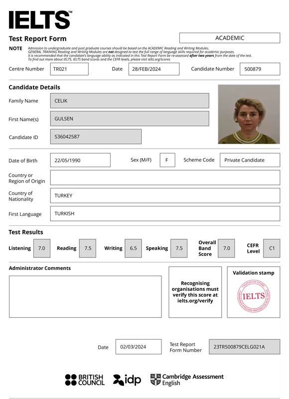 Gülşen ÇELİK / IELTS