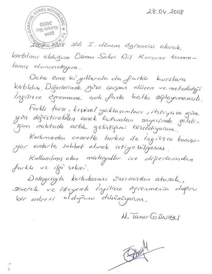 M Taner Günaylı / Genel İngilizce