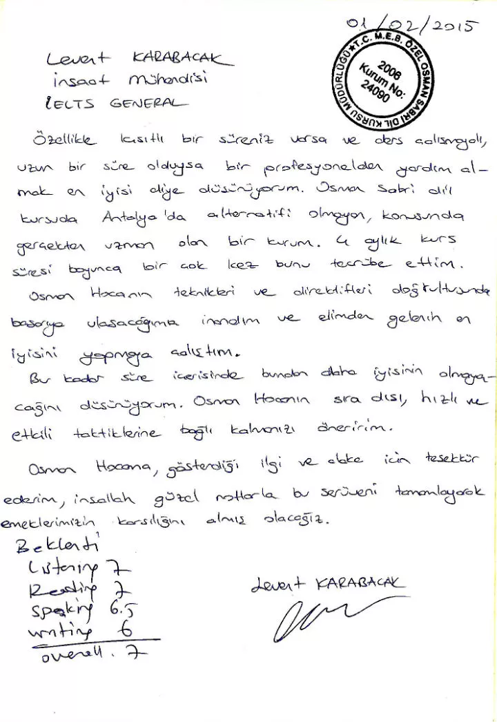 Levent Karabacak / Ielts