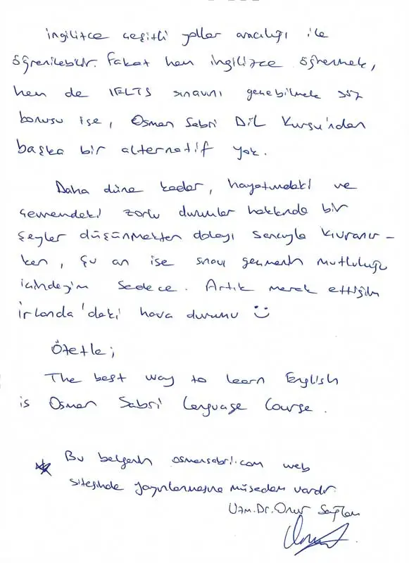 Onur Sağlam  / IELTS