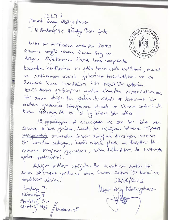 Mesut Koray Küçükyılmaz / Ielts