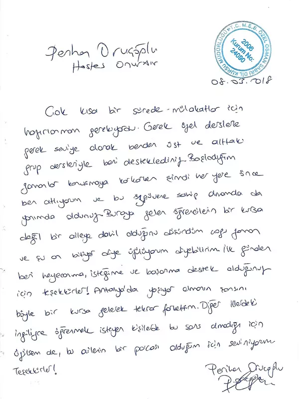 Perihan Oruçoğlu / Genel İngilizce
