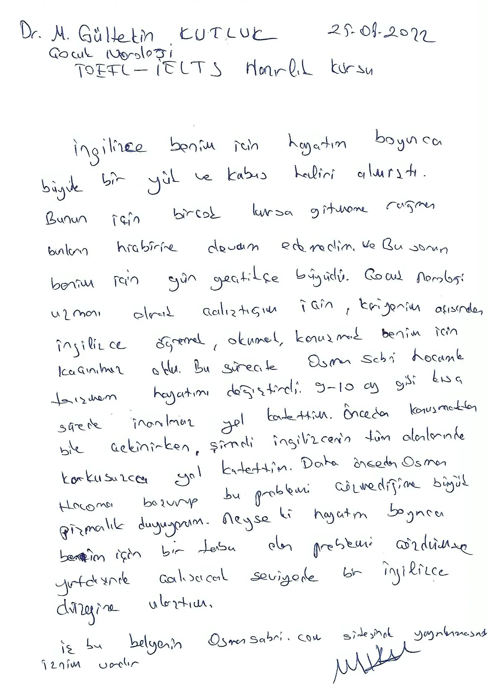 M. Gültekin Kutluk / Toefl