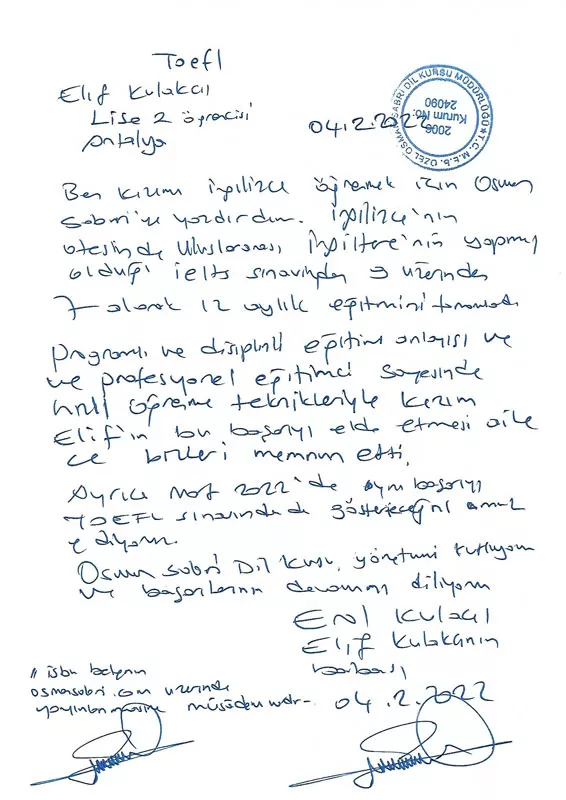Elif Kulakçı / Ielts